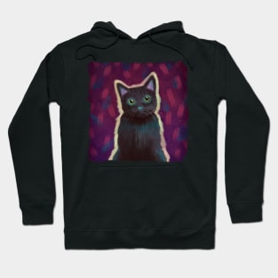 Black kitty portrait Hoodie